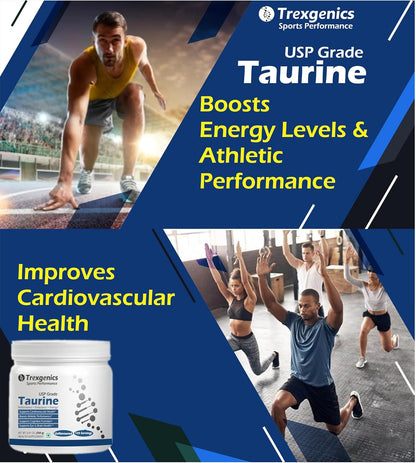 Trexgenics TAURINE USP grade PURE POWDER Nervous System, Energy, Heart, Cardiovascular system, Brain, Eye Health Support (250 GRAM)