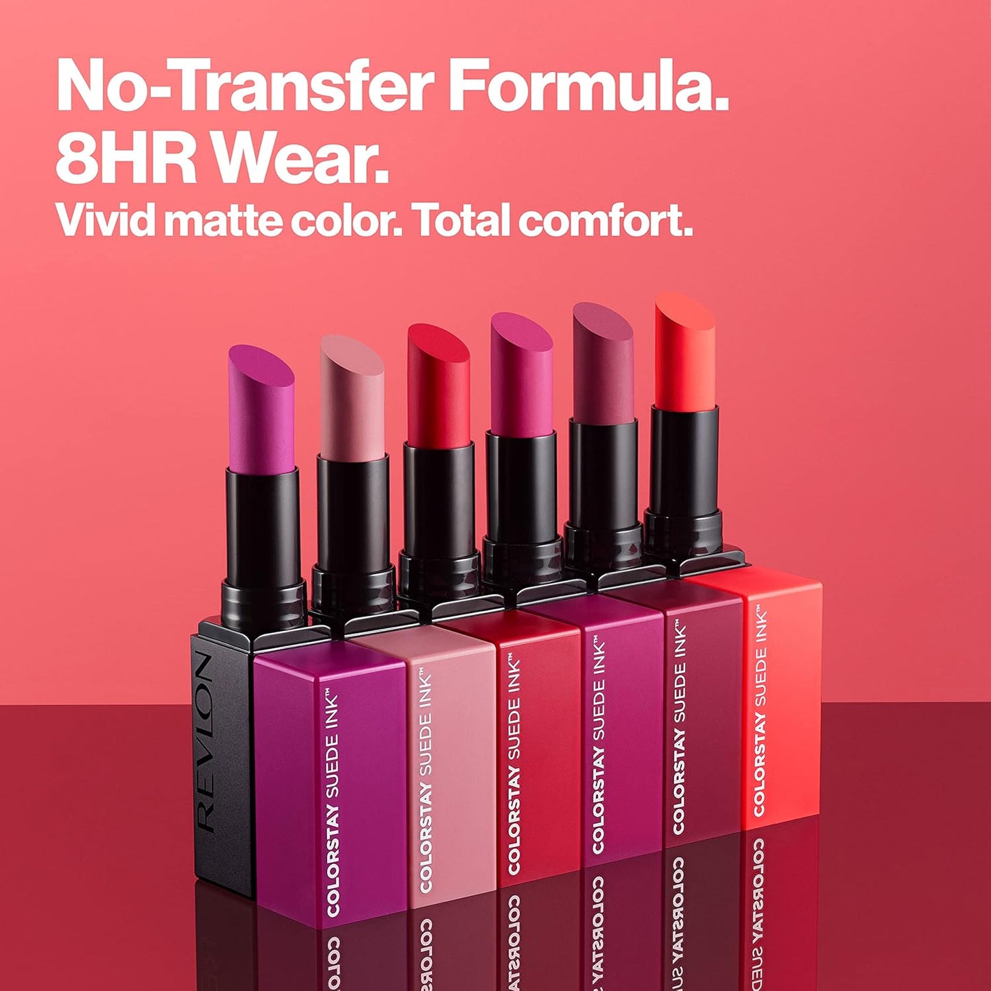 Revlon Lipstick, ColorStay Suede Ink, Built-in Primer, Infused with Vitamin E, Waterproof, Smudge-proof, Matte Color, 002 No Rules, 2.55 g