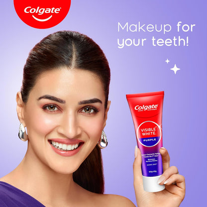 Colgate Visible White Purple Toothpaste 120g and Toothbrush (Pack of 2) Combo