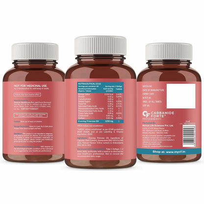 Carbamide Forte Evening Primrose Oil Capsules 1250mg For Women | Pure & Cold Pressed Primrose Oil Capsules | Evening Primrose Oil | Supplement for Hormonal Balance, Immunity & Skin Health | 60 Capsule