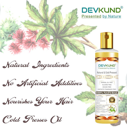 Devkund Â® Cold Pressed Castor Oil for Hair Growth, Skin Care, Moisturising Dry Skin, Nails, Eyelash - Virgin Grade - 400ml