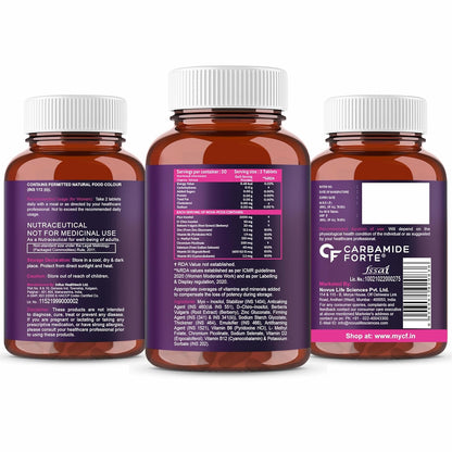 Carbamide Forte PCOS Supplement For Women - 40:1 Ratio 2000mg Myo-Inositol to D-Chiro-Inositol Supplement for PCOS - 60 Veg Inositol Tablets