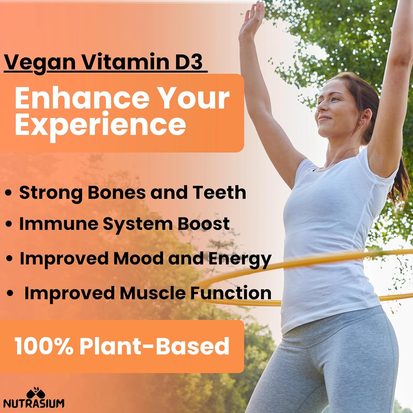 Nutrasium Vitamin D3 K2 Supplement | With Added B12 and DHA | Vitamin K2 MK7 To Support Strong Bone, Heart Health & Immunity | Veg D3 - Lichen - 120 Tablets