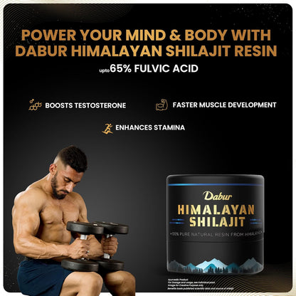 Dabur Himalayan Shilajit Resin â€“ 15g | 250mg per Serving | Boosts Strength, Stamina & Muscle Growth | Shilajit for men |100% Ayurvedic Grade A Shilajit Sourced from the Himalayas (Up to 19,000 ft)