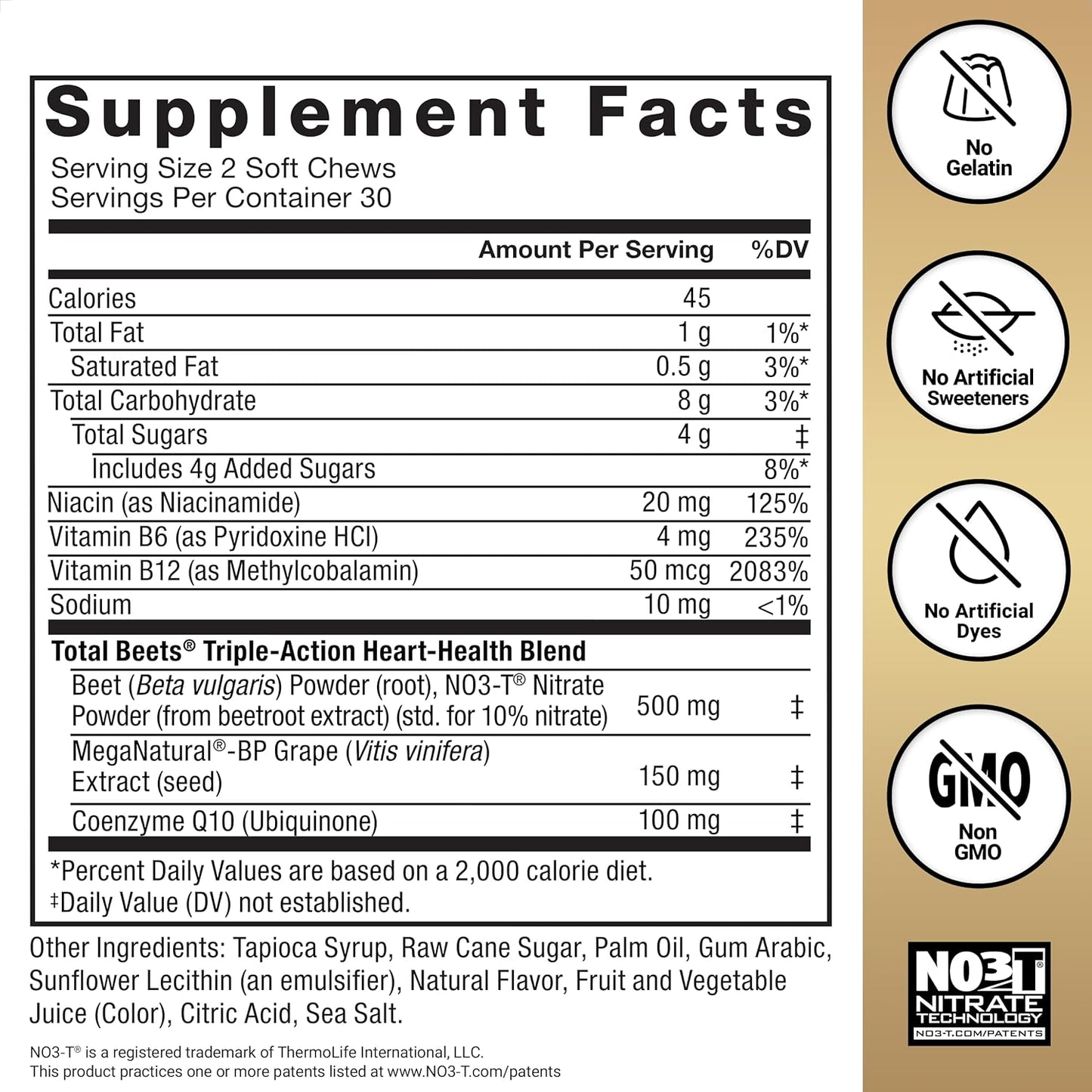 Force Factor Total Beets Ultimate Heart Health Chews for Blood Pressure Support, with Beetroot Powder, CoQ10, B Vitamins & Grapeseed Extract for Blood Flow & Energy, Black Cherry, 60 Soft Chews