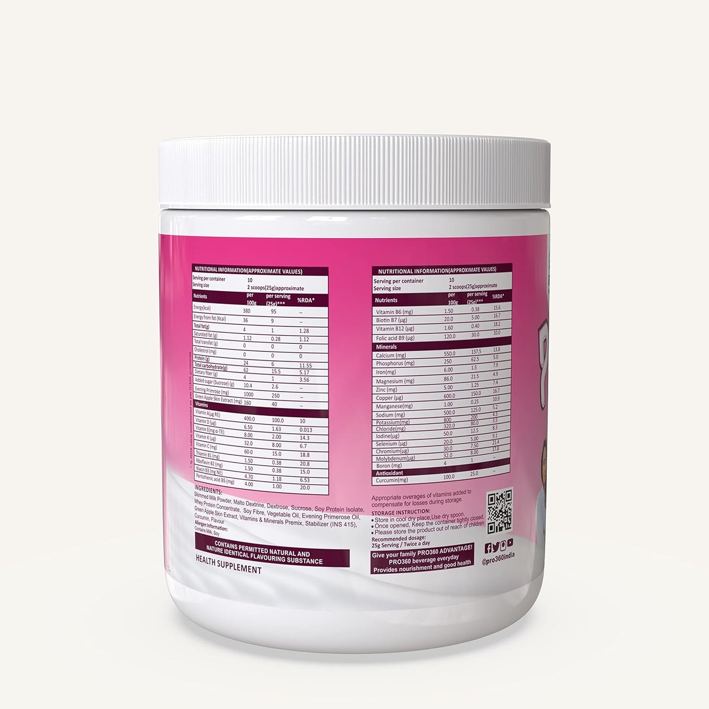 Pro360 Women Protein Rich Nutritional Supplement Enriched with Calcium, Iron for Stronger Bones and Improved Haemoglobin â€“ 25 Essential Nutrients with Evening Primrose â€“ Butterscotch Flavor â€“ 250G