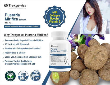 TrexgenicsÂ® PUERARIA MIRIFICA extract 10:1 550mg with Collagen Booster Vitamin C (60 Vcaps)