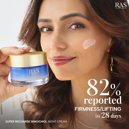 Ras Luxury Oils Super Recharge Night Cream with Bakuchiol (Natural Retinol) & Peptides| Anti-aging Formula | Hydrates & Strenghten Skin Barrier | Reduces Fine Lines & Wrinkles | Luxury Skincare