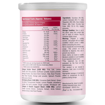 Nutrition Plant Based Collagen Supplement Powder with Sea Buckthrone Extract 200gm | Glowing Skin | Pure Hydrolysed Collagen Powder for Women and Men - Pack of 1