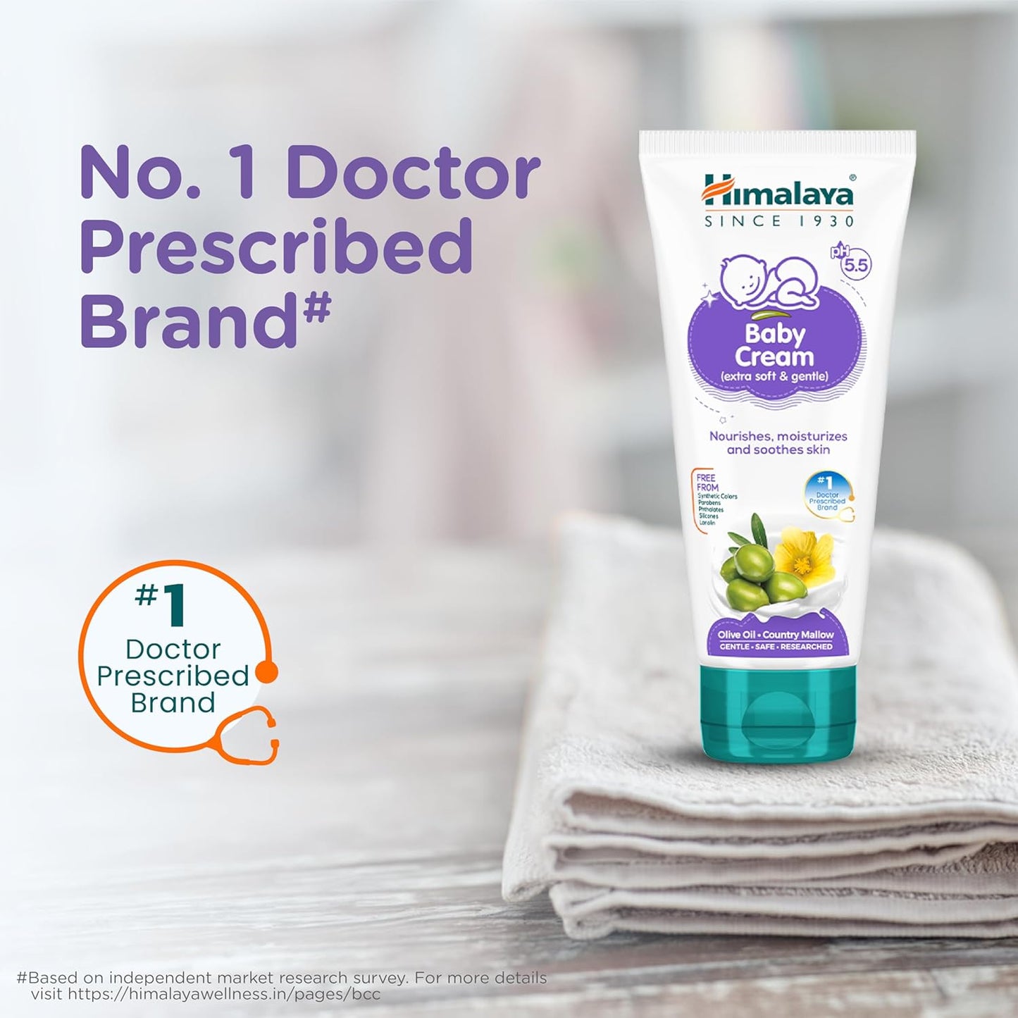 Himalaya Gentle Baby Cream 100ml | No.1 Doctor-Prescribed Brand | Nourishes & Extra Soft Skin | pH 5.5 Formulation | Safe for Newborns