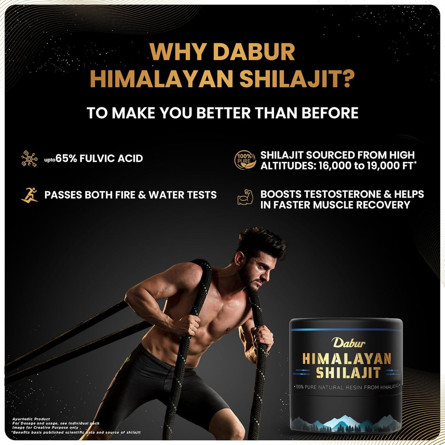 Dabur Himalayan Shilajit Resin â€“ 15g | 250mg per Serving | Boosts Strength, Stamina & Muscle Growth | Shilajit for men |100% Ayurvedic Grade A Shilajit Sourced from the Himalayas (Up to 19,000 ft)