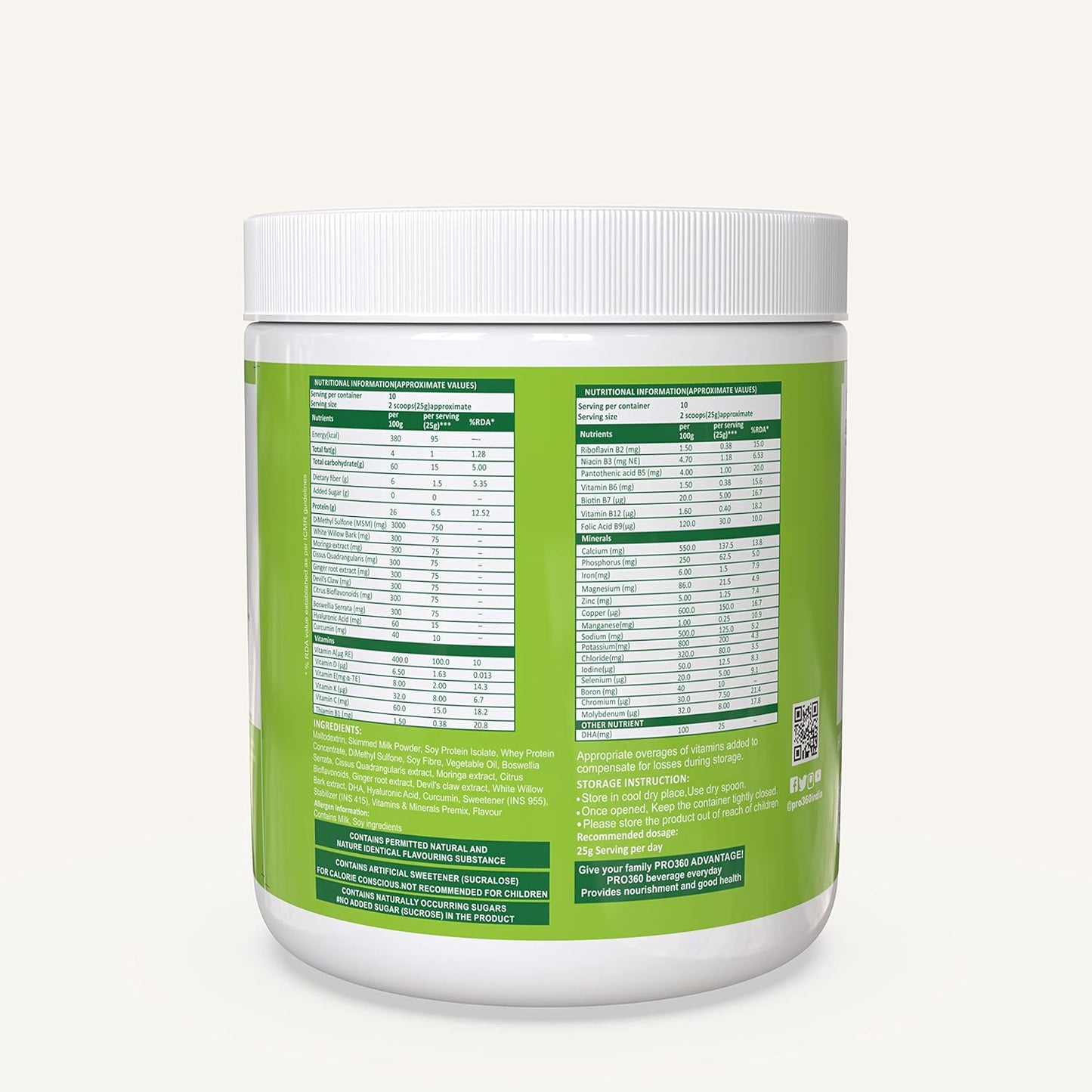 Pro360 Ortho Pro-V 250g Protein Powder for Bone and Joint Health | Supplement for Orthopedic Care with Natural Herbal Extracts | No added Sugar â€“ Vanilla (Pack of 1)