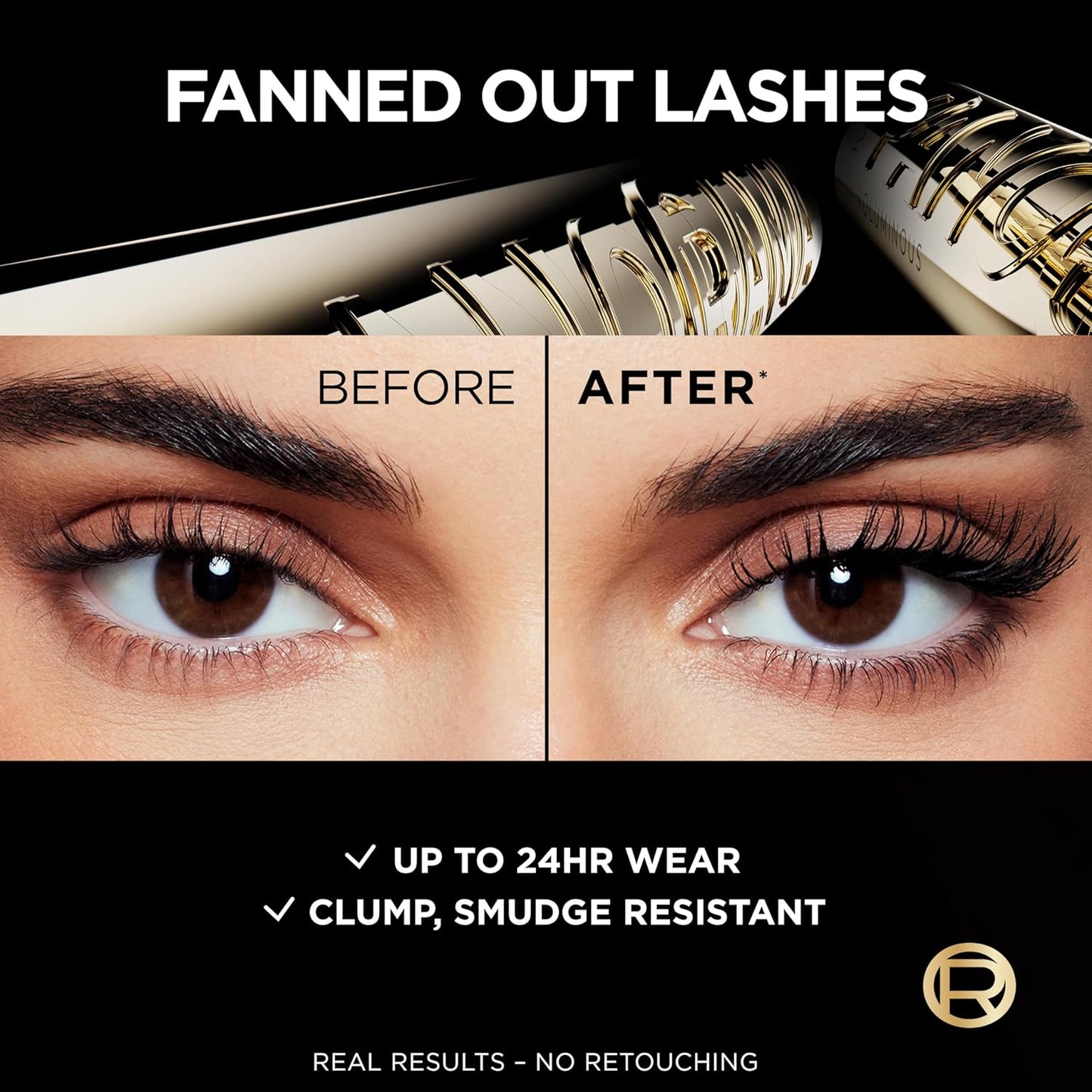Lâ€™Oreal Paris Voluminous Panorama Waterproof Mascara Volumizing, Clump Free, Smudge free, Long-lasting, Black, 9.9ml