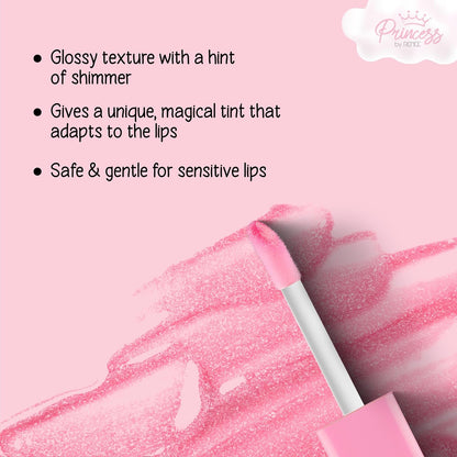 Princess By RENEE Sugar Sparkles Colour Changing Lip Gloss | For Pre-Teens | PH-Activated | Lightweight | Non-sticky & Non-Drying Formula with Shimmery Effect | For Soft & Supple Lips | Vitamin E Infused | 4 Ml