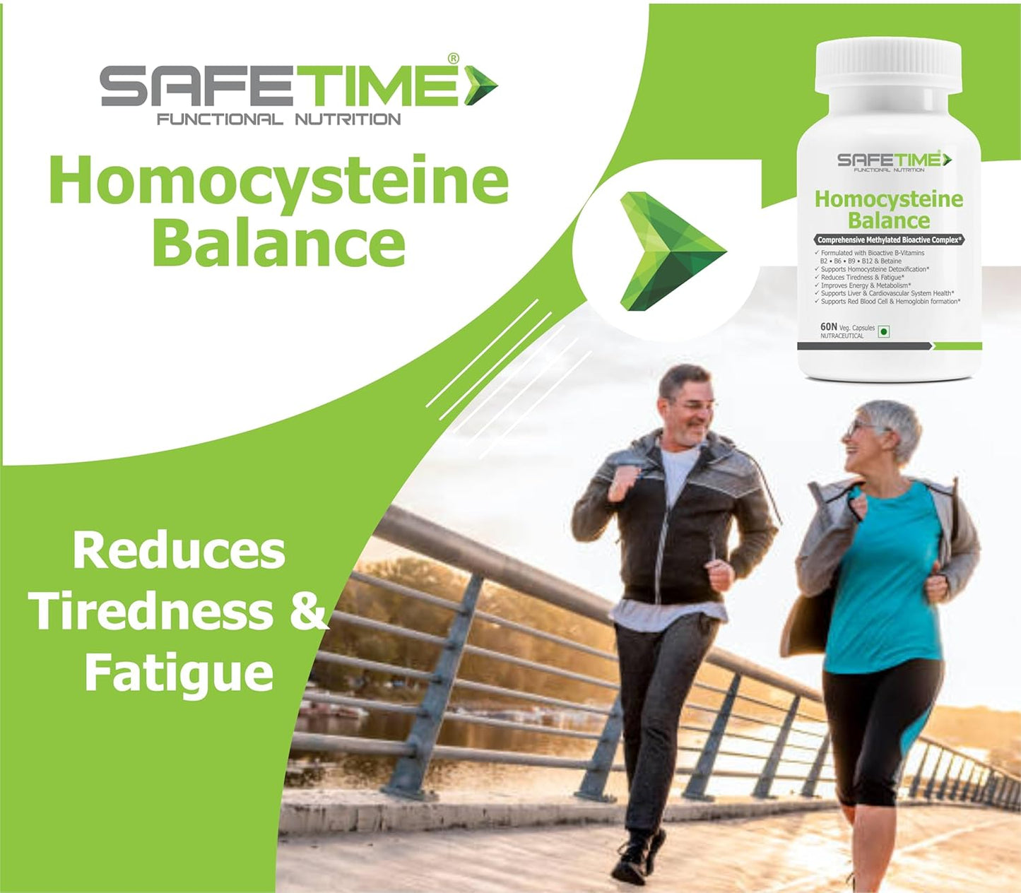 HOMOCYSTEINE BALANCE Betaine (TMG - Trimethylglycine), Bioactive Methylated B-Vitamins B6, B9, B12 with B2 (60 Veg. Capsules) (Pack of 1)