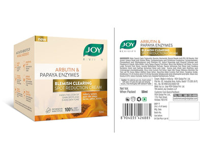 Joy Revivify Arbutin & Papaya Enzymes Blemish Clearing Spot Reduction Cream | Skin Brightening Cream| Soothing | Anti-ageing properties | Pollution defense â€“ 50 ml