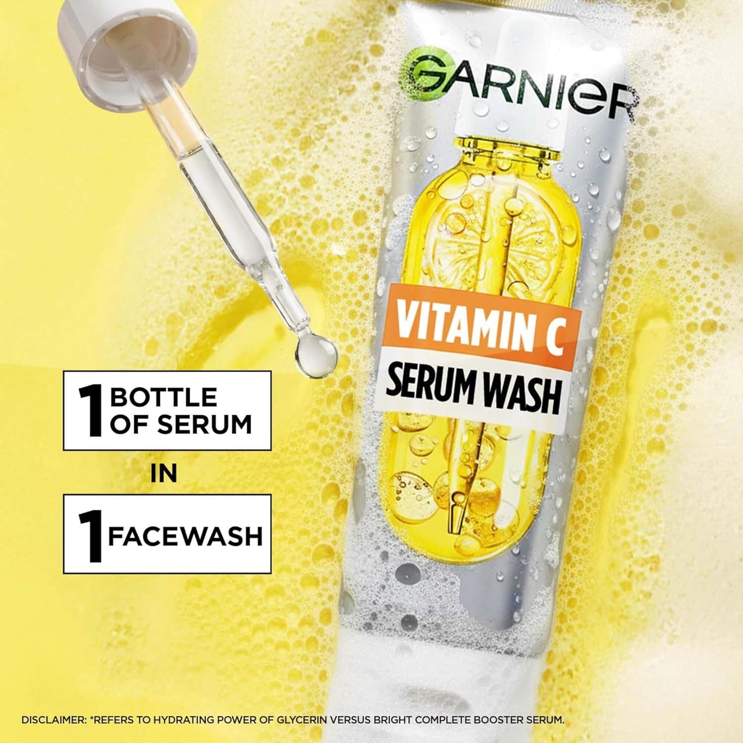 Garnier Vitamin C + Serum Face Wash | Visibly Brighter Skin in Just 1 Wash | Gentle cleanser for Skin Brightening & Tan Removal | For dry, oily, sensitive skin | Facewash for Women & Men | 100gm