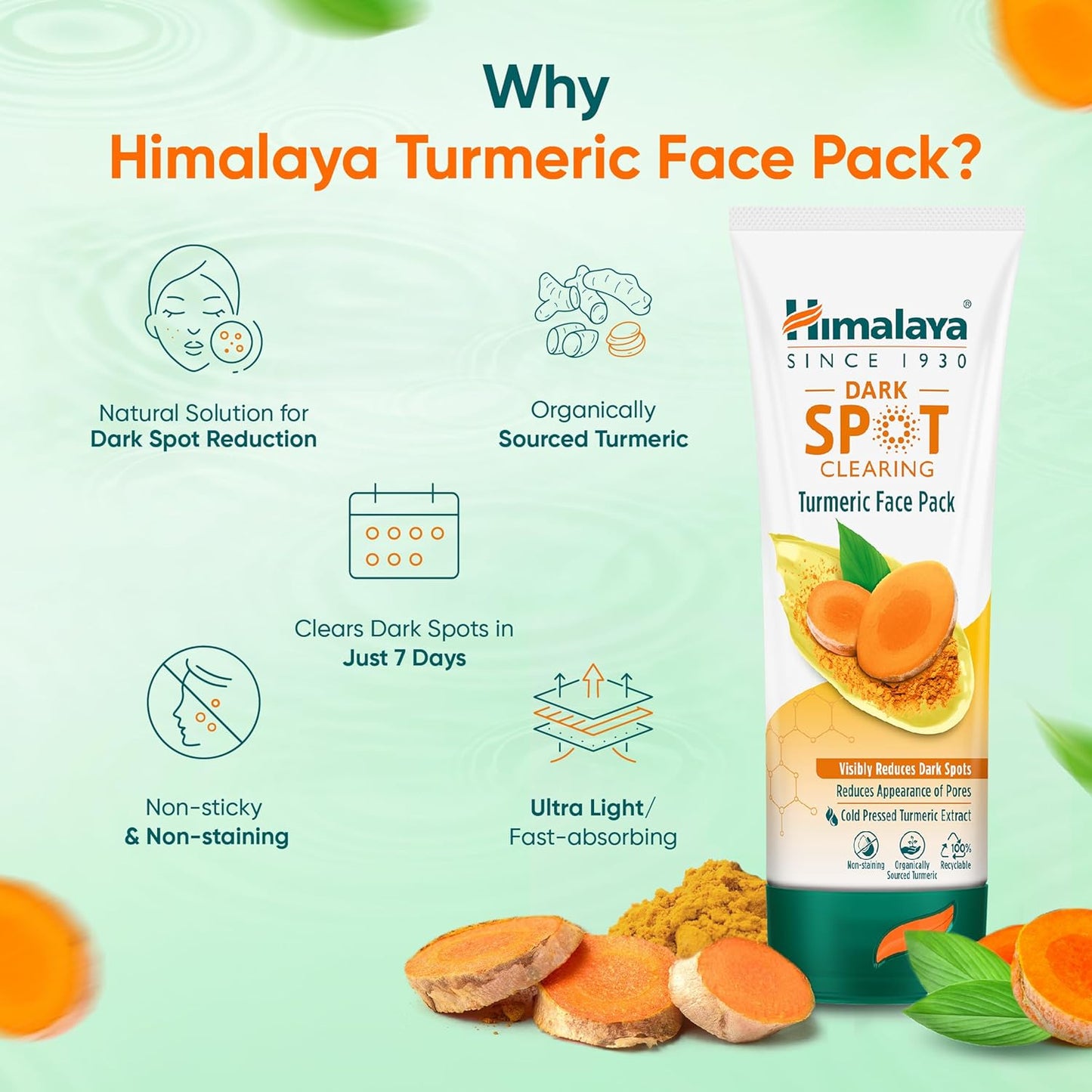 Himalaya Dark Spot Clearing Turmeric Face Pack|Organically Sourced Turmeric|Reduce Dark Spots In 7 Days|Gives Radiant Skin|100G