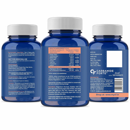 Carbamide Forte Chelated Magnesium Glycinate Supplement 2000mg Per Serving | Magnesium Supplement Supports Muscle Recovery & Better Sleep - 120 Veg Tablets