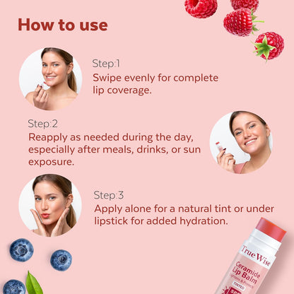 TrueWise Tinted Lip Balm with SPF 50 PA+++ | Brightening Pink Lip Balm For Dark Lips | Ceramides & Kojic Acid,Vitamin E, Soft, Glossy Lips for Women 5g