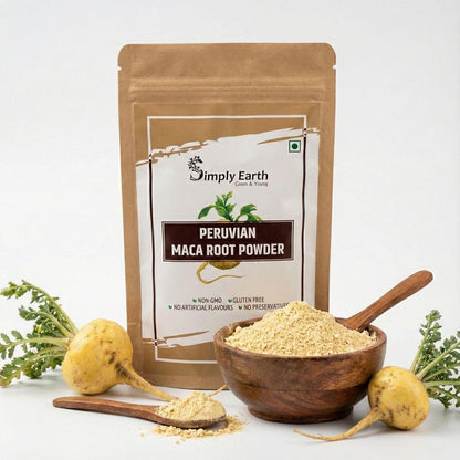 Simply Earth Peruvian Maca Root Powder | Boosts Energy and Immunity | Relieves Stress | Great for Men and Woman - In Different Packs (100GM)