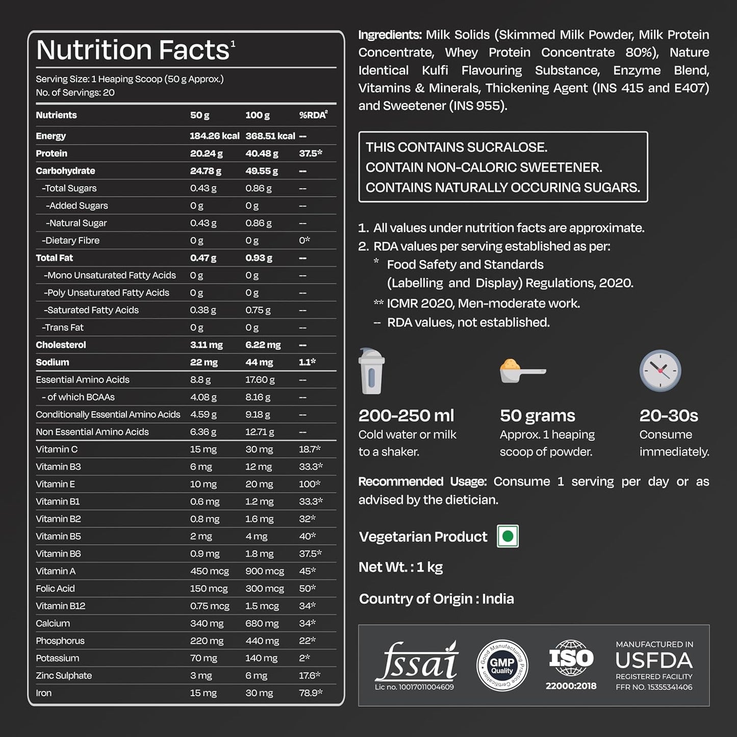 Nutrabay Gold Vital Whey Protein Powder for Beginners with Added Vitamins & Minerals â€“ Muscle Growth & Body Strengthâ€“ 1kg, Kesar Kulfi | Easy to Digest | 100% Authentic Imported Clean Protein