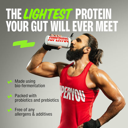Superyou Pro Fermented Yeast Protein Isolate 1kg | 26g Protein| Unflavoured | Higher Absorption than Plant Protein | Superior Muscle Recovery | Gut Friendly | Vegan Protein | PDCAAS of 1