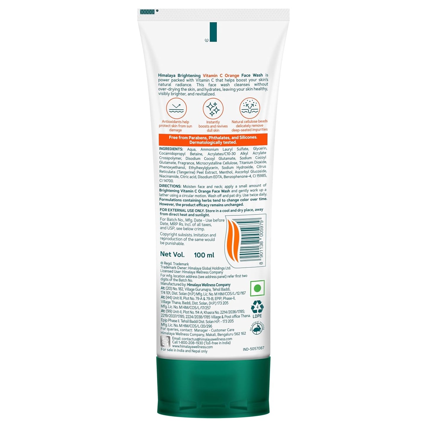 Himalaya Brightening Vitamin C Orange Face Wash | Brightening Face Cleanser | Remove Dull Skin | 100ml