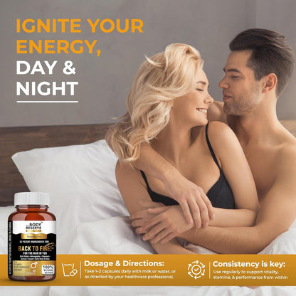The Body Reserve Back To Fire Capsules for Men | 22 Ayurvedic Herbs For Stamina, Strength & Vitality Support with Ashwagandha & Shilajit | 60 Veg Capsules