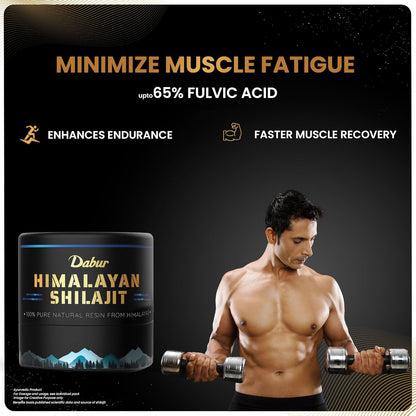 Dabur Himalayan Shilajit Resin â€“ 15g | 250mg per Serving | Boosts Strength, Stamina & Muscle Growth | Shilajit for men |100% Ayurvedic Grade A Shilajit Sourced from the Himalayas (Up to 19,000 ft)