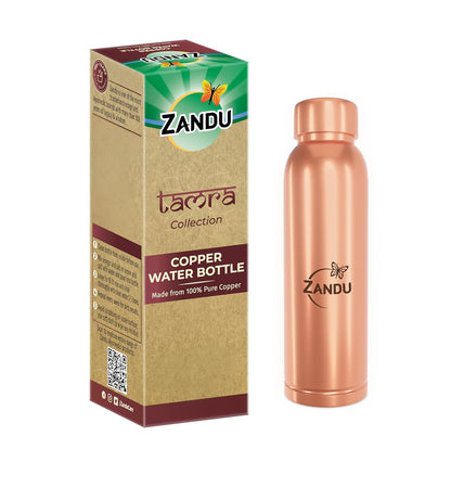 Zandu Copper Bottle : Prepared with 100% Pure Copper |Supports Digestive & Liver Health | Helps Enhance Immunity| Useful in Promoting Overall Health (Pack of 950 ml)