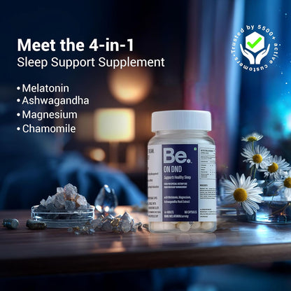 Be. On DND Magnesium Supplement for Deep Sleep & Recovery | Magnesium Capsules with Melatonin 10mg, Ashwagandha & Chamomile | Natural Sleep Supplement | Non-Habit Forming | 60 Veg Capsules
