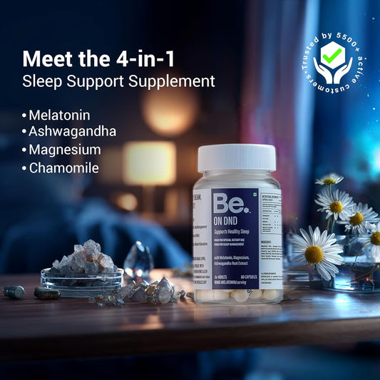 Be. On DND Magnesium Supplement for Deep Sleep & Recovery | Magnesium Capsules with Melatonin 10mg, Ashwagandha & Chamomile | Natural Sleep Supplement | Non-Habit Forming | 60 Veg Capsules