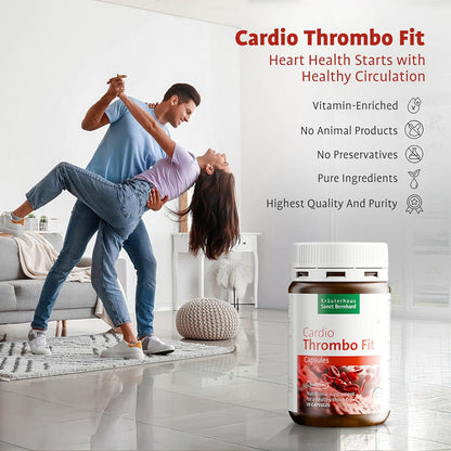KrÃ¤uterhaus Sanct Bernhard Cardio Thrombo Fit Capsules | Heart & Blood Flow Support | Natural Formula for Healthy Cholesterol & BP | With Vitamin K2, Magnesium & Antioxidants | Vegan | 30 Capsules