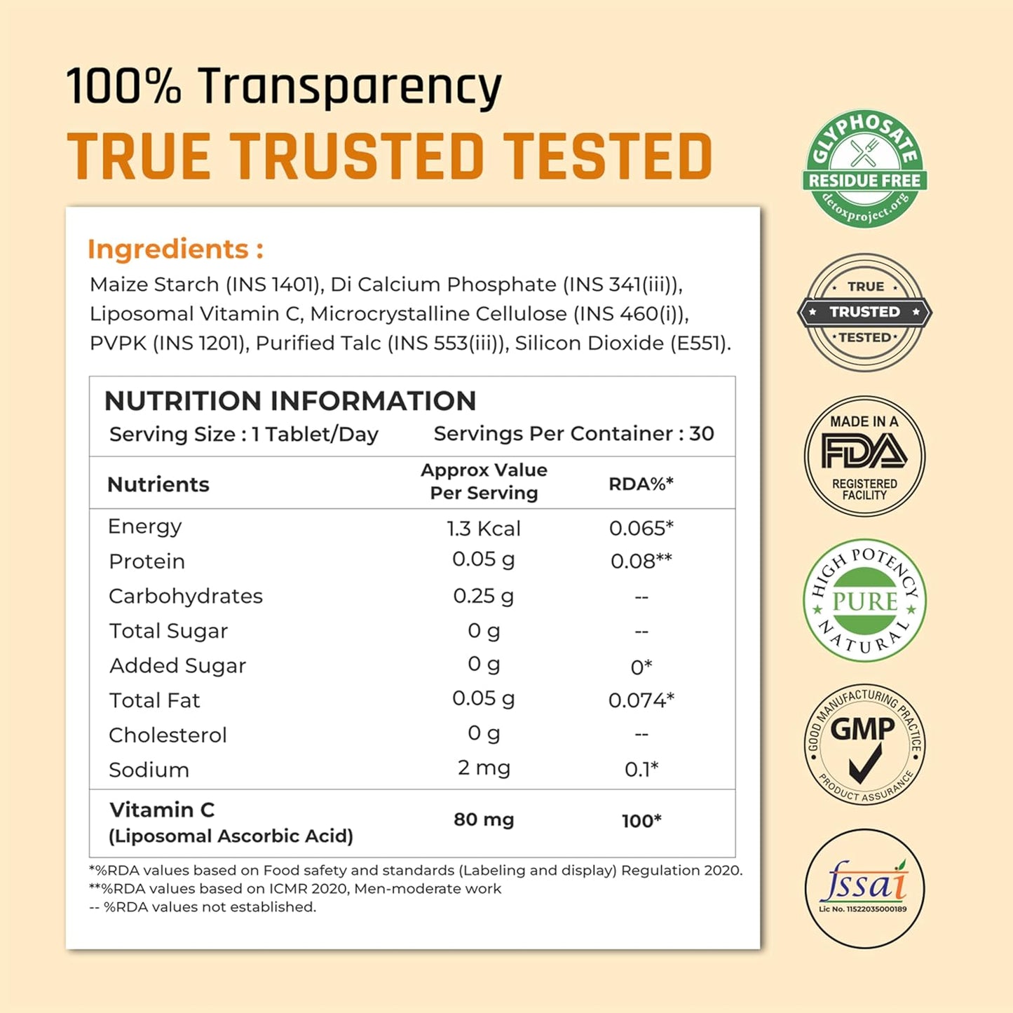 Naturaltein Liposomal Vitamin C | 5X Enhanced Absorption | Antioxidant Supporting Immune Function, Skin Repair, Collagen Synthesis & Oxidative Stress Defense | 30 Capsules