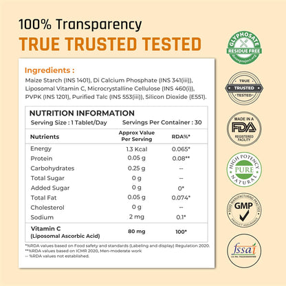 Naturaltein Liposomal Vitamin C | 5X Enhanced Absorption | Antioxidant Supporting Immune Function, Skin Repair, Collagen Synthesis & Oxidative Stress Defense | 30 Capsules