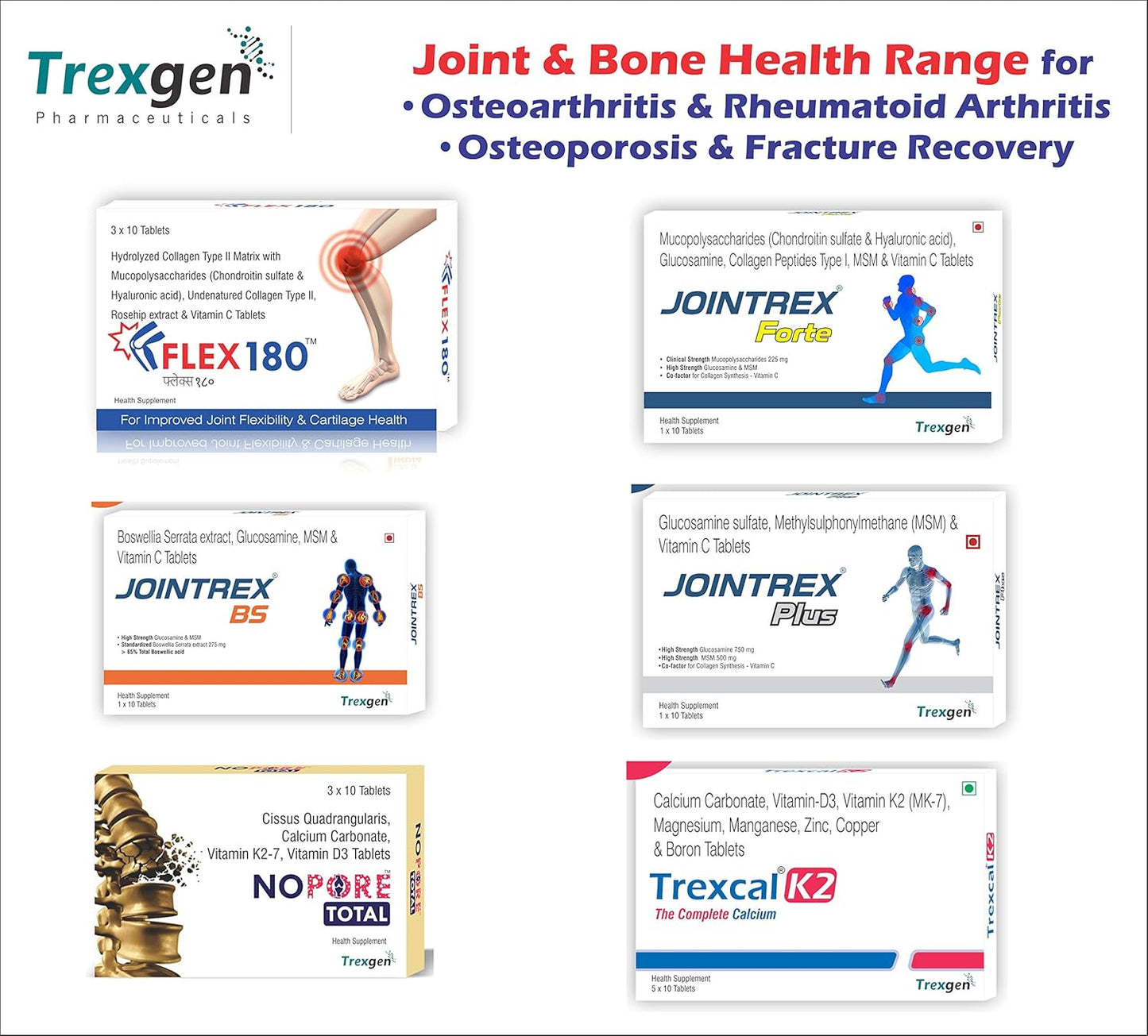 Trexgenics BOSWELOX PLUS Joint & Bone Dual Action with Boswellia Serrata 65% Boswellic acid 500mg + Cissus Quadrangularis (Hadjod) 5% Ketosterones 150 mg(60 Veg. Capsules) (Pack of 1)