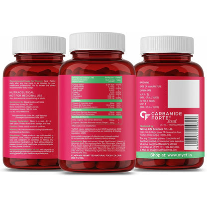 Carbamide Forte Iron Supplement for Women & Men | Folic Acid Tablets with Vitamin C, B12, Zinc | 100 Veg Iron Tablets for Women & Men