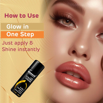 SPAWORLD Strobe Cream For Face Gold (30g) | Superb Radiant Combo | Highlighter + Primer + Moisturizer | Hydrating & Illuminating Makeup Base for Instant Glow (Gold)