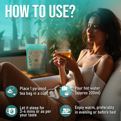 GetHealthy® WindDown Tea™ for Sleep | Caffeine Free Bedtime Herbal Blend with Chamomile, Ashwagandha & Lavender | Relaxing Sleep Tea for Nighttime Calm | Premium Chamomile Tea Bags | 25 Pyramid Bags