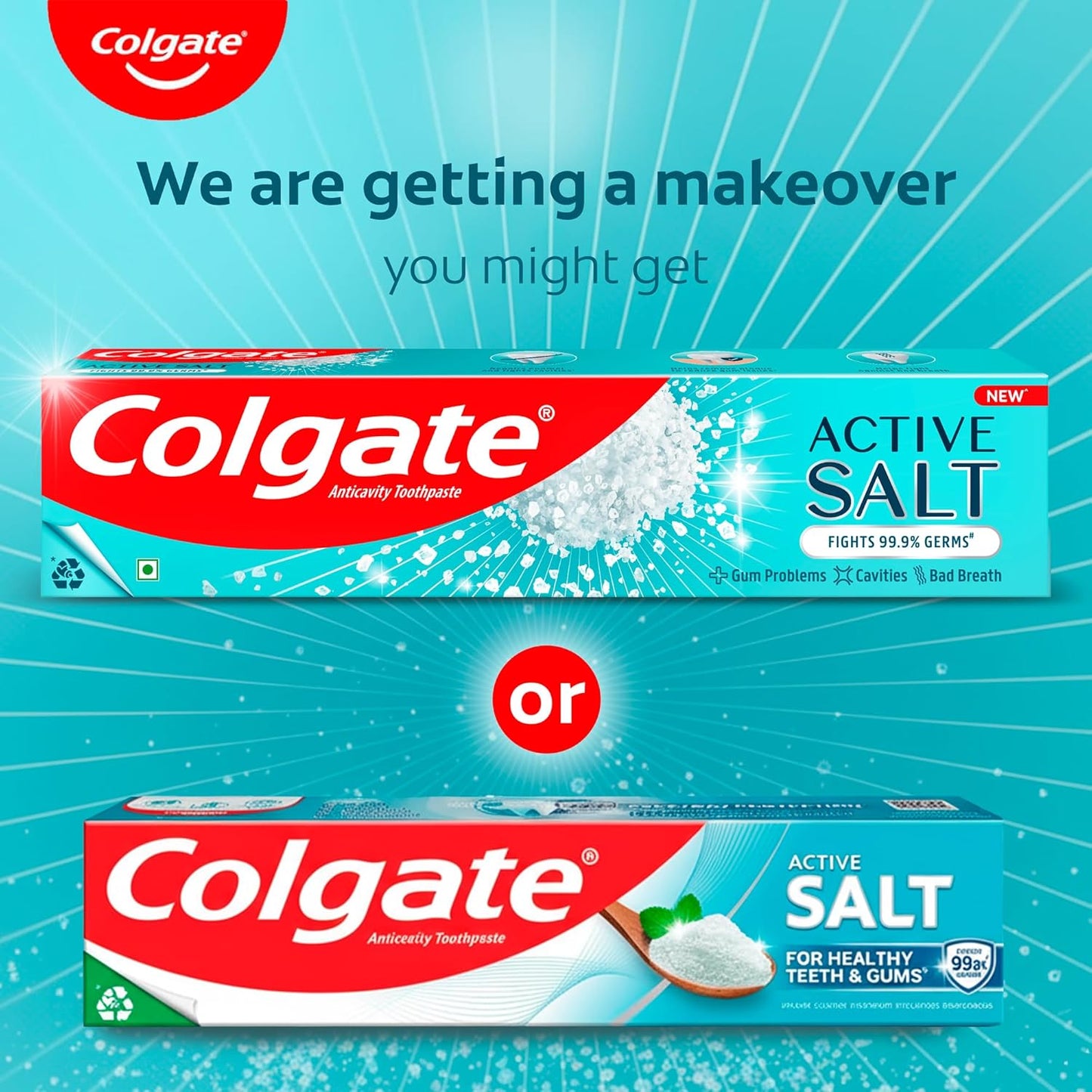 Colgate Active Salt Buy 3 Get 1 Free, 800g (200g x 4, Pack of 4) Toothpaste, Daily Germ Protection, Toothpaste with Salt & Mint, Healthy Gums & Teeth, Fights Germs & Eliminates Bad Breath