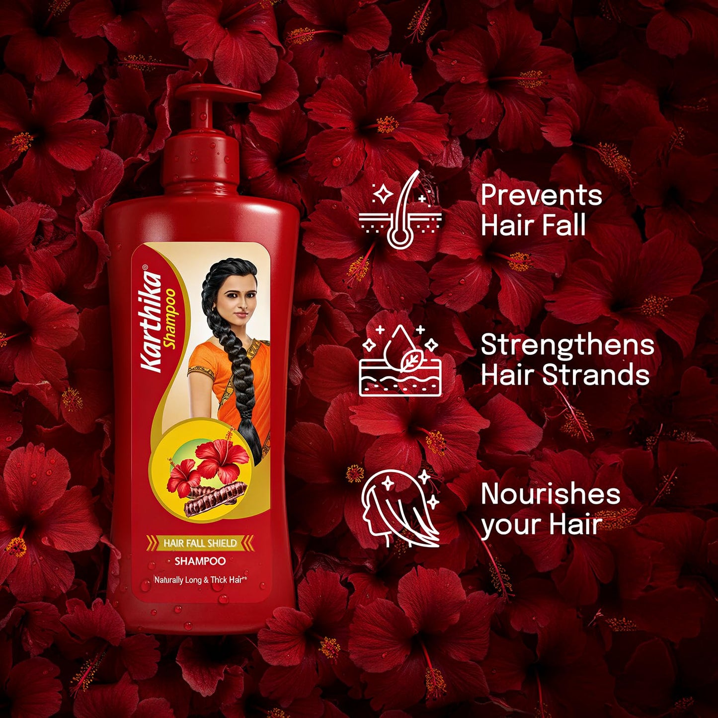 Karthika Hairfall Shield Shampoo with Shikakai & Hibiscus | Herbal Anti-Hairfall Shampoo for Strong & Healthy Hair | Natural Care for Men & Women | 650ml
