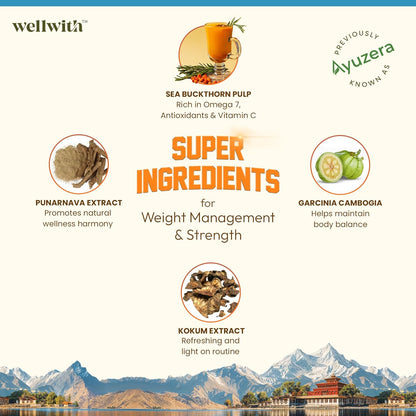 Wellwith by Ayuzera Sea Buckthorn Fitwin(Fitwell) Juice 300ml | Makes 50 Glasses | Natural Vitamin C, Omega 3 6 7 9, Antioxidants | Immunity, Skin Glow & Gut Health Support | Herbal Juice Supplement