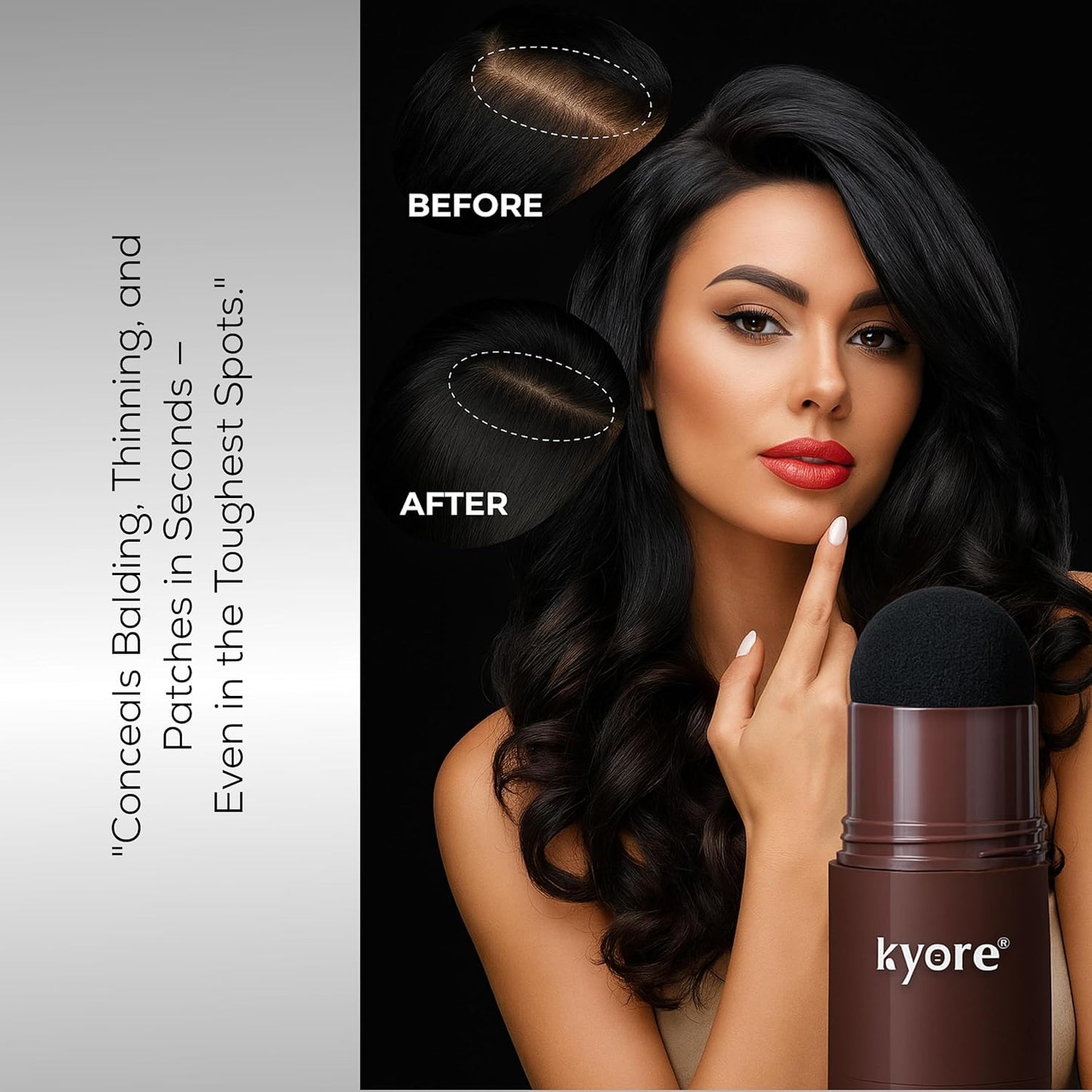 Instant Natural Hairline Colour Touch-Up Powder for Women & Men - Black | Hair Shading Sponge Pen, Hairline Shadow Powder Stick, Quick Hair Root Touch-Up Stick - Pack of 1