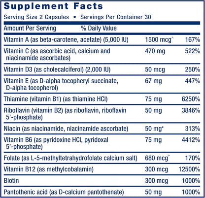 Life Extension Two-Per-Day Multivitamin - for Heart, Brain, Blood Vessel & Cellular Health â€“ Essential Vitamins & Minerals for Well-Being - Two Per Day - Gluten-Free â€“ Non-GMO â€“ 60 Capsules