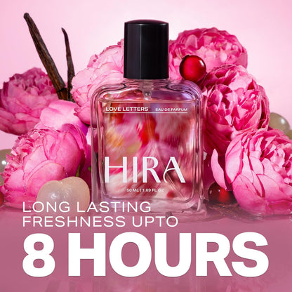 HIRA Love Letters Perfume for Woman 50 ml | Warm Vanilla, Fruity & Floral Scent | 12 Hours Long Lasting Eau de Parfum Premium Luxury Fragrance | Gifts for Woman, Girlfriend, Date Night Perfume