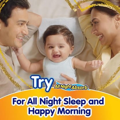 Mamypoko pants All Night AbsorbPant Style Baby Diapers Size(XL), 52 Count, Ideal for 12-17Kgs|+50% wider and repeated absorption for all night 12hr protection from leakage, prevents heaviness.