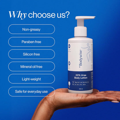 Be Bodywise 20% Urea Body Lotion 300ml | 48 Hrs Moisturization For Very Dry & Flaky Skin| Exfoliates & Repairs Skin Barrier |With Ceramides, Kokum & Mango Seed Butter | Non-Greasy & Lightweight Formula