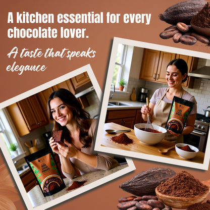 Bliss of Earth Naturally Organic Dark Cocoa Powder 1kg for Chocolate Cake Making & Chocolate Hot Milk Shake, Unsweetened