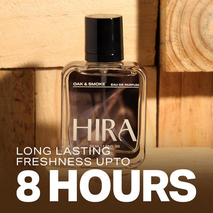 HIRA Oak and Smoke Perfume for Men 50ml | 12 Hours Long Lasting Eau De Parfum Premium Luxury Smell | Best Men Perfume with Earthy, Fresh & Citrus Scent | Bold Night-Out & Date Night Fragrance | Gifts for Men, boyfriend